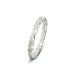 Dainty Alternating Baguette and Round Diamond Eternity Ring Ring Pruden and Smith Platinum Full 100% set eternity ring 