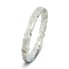 Fine Baguette Round Alternating Eternity Ring Ring Pruden and Smith Platinum  