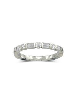 Dainty Alternating Baguette and Round Diamond Eternity Ring Ring Pruden and Smith   
