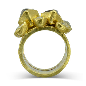 Rocky Rough Diamond Yellow Gold Stacking Ring Ring Pruden and Smith   