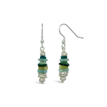 Roman Glass Button Dangly Earrings Earring Pruden and Smith   