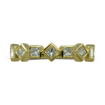 Alternating Princess Cut Diamond Half Eternity Ring Ring Pruden and Smith   