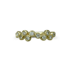 Water Bubbles Offset 9ct Yellow Gold Diamond Half Eternity Ring Ring Pruden and Smith   