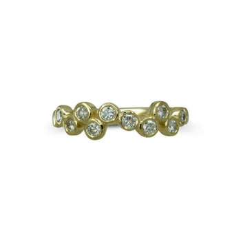 Water Bubbles Offset Gold Diamond Half Eternity Ring Ring Pruden and Smith   