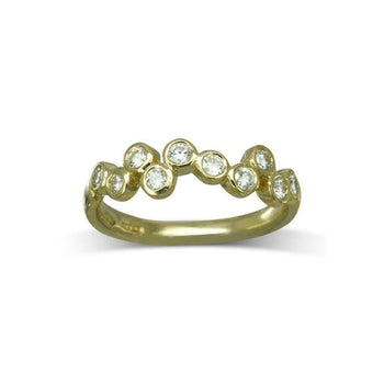 Water Bubbles Offset 9ct Yellow Gold Diamond Half Eternity Ring Ring Pruden and Smith   