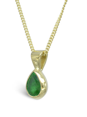 Pear-Shaped 9ct Gold Emerald Pendant Pendant Pruden and Smith 9ct Yellow Gold 5x4mm 