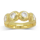 18ct Gold Nugget Ring with Four Diamonds Ring Pruden and Smith 18ct Yellow Gold  
