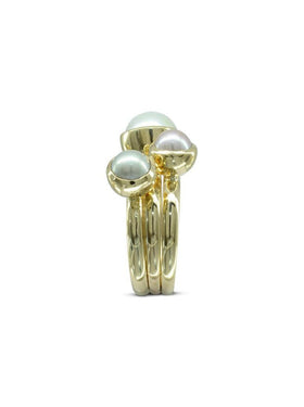9ct Gold Pearl Stacking Rings Set of Three Ring Pruden and Smith   