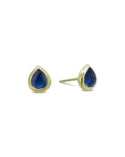 Gold Sapphire Pear Shaped Earstuds Earring Pruden and Smith 18ct Yellow Gold  