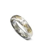 Hammered Mixed Metal Silver and Yellow Gold Ring Ring Pruden and Smith   