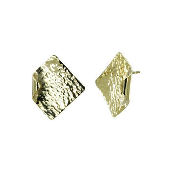 Hammered Square 9ct Gold Stud Earrings Earring Pruden and Smith 12mm 9ct Yellow Gold 