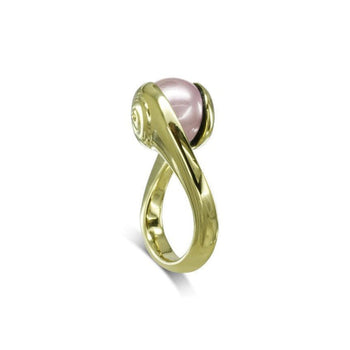 Suspended Pink Pearl Ring Ring Pruden and Smith 18ct Yellow Gold  
