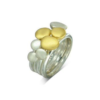 Pebble Two Colour Matte Gold Stacking Ring Ring Pruden and Smith   