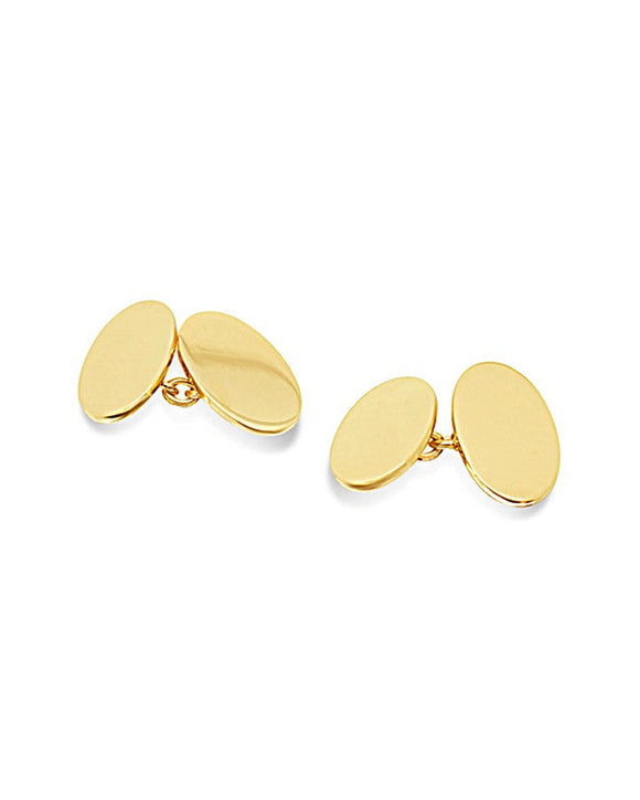 Chain Oval Yellow Gold Cufflinks - Engraved Initials Pruden and Smith 