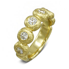 Gold Diamond Nugget Eternity Ring Ring Pruden and Smith 18ct Yellow Gold  