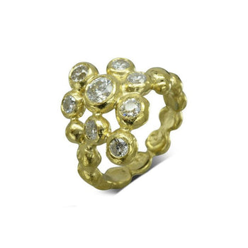 Nugget Diamond Cluster Ring Ring Pruden and Smith 18ct Yellow Gold  