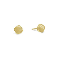 Pebble 9ct Gold Stud Earrings Earring Pruden and Smith Square 9ct Yellow Gold 