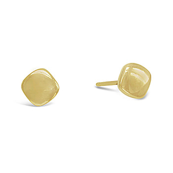 Pebble 9ct Gold Stud Earrings Earring Pruden and Smith Square 9ct Yellow Gold 