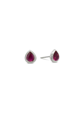 Pear Shaped Gold and Ruby Stud Earrings Earring Pruden and Smith   