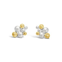 Nugget Multi Silver and Gold Stud Earrings Earring Pruden and Smith   