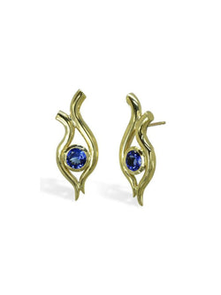 Water Design Yellow Gold Tanzanite Stud Earrings Earring Pruden and Smith   