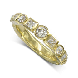 Alternating 18ct Gold Half Eternity Ring Ring Pruden and Smith 18ct Yellow Gold  