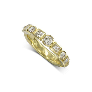 Alternating 18ct Gold Half Eternity Ring Ring Pruden and Smith 18ct Yellow Gold  