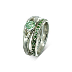 Bespoke Green Diamond Platinum Engagement Ring Ring Pruden and Smith   