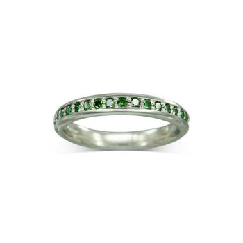 Pavé Green Diamond Platinum Eternity Ring Ring Pruden and Smith   