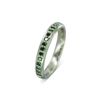 Pavé Green Diamond Platinum Eternity Ring Ring Pruden and Smith   