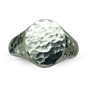 Hammered Silver Signet Ring Ring Pruden and Smith 11x9mm Silver 