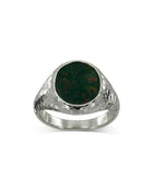 Hammered Bloodstone Signet Ring Ring Pruden and Smith   