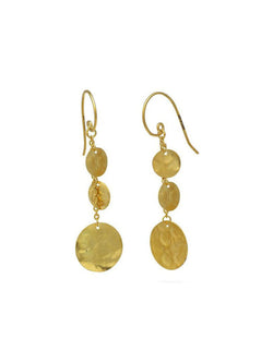 Marwar Hammered Disc Dangly Earrings Earring Pruden and Smith Yellow Gold Vermeil  