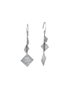 Marwar Hammered Square Silver Dangly Earrings Earring Pruden and Smith   