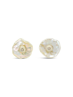 Nugget Keshi Pearl and Silver Stud Earrings Earring Pruden and Smith   