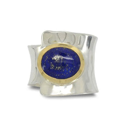Lapis Lazuli  18ct Yellow Gold and Silver Cuff Ring Ring Pruden and Smith   