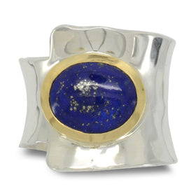 Lapis Lazuli Cuff Ring in 18ct Gold and Silver Ring Pruden and Smith   