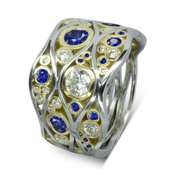Water Bubbles Wave Sapphire and Diamond Eternity Ring Ring Pruden and Smith   