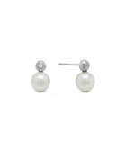Large Akoya Pearl and Diamond Stud Earrings Earring Pruden and Smith 9ct White Gold  