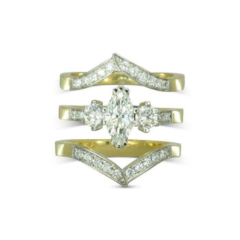 Vintage Marquise Cut Diamond Engagement Wedding Ring Set Ring Pruden and Smith   