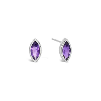 Marquise Shaped Amethyst Stud Earrings Earring Pruden and Smith   