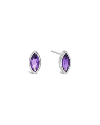 Marquise Shaped Amethyst Stud Earrings Earring Pruden and Smith   