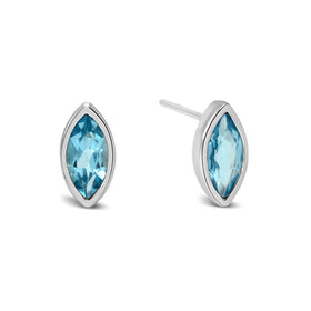 Marquise Silver Earstuds Blue Topaz Earring Pruden and Smith   