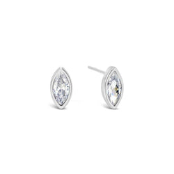 Marquise Shaped Blue Topaz Stud Earrings Earring Pruden and Smith   
