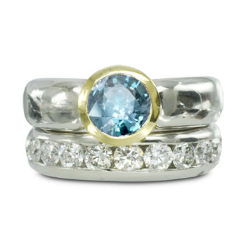 Solitaire Aquamarine Two Tone Engagement Ring Ring Pruden and Smith   