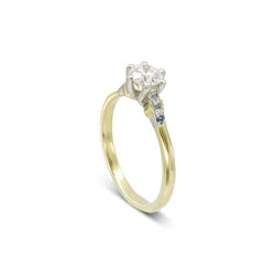 Claw Set Crescent Moon Diamond Engagement Ring Ring Pruden and Smith 0.35ct (4.5mm) 18ct Yellow Gold and Platinum 