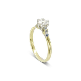 Claw Set Crescent Moon Diamond Engagement Ring Ring Pruden and Smith 0.35ct (4.5mm) 18ct Yellow Gold and Platinum 