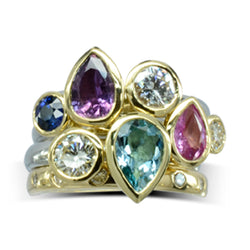 Multi Coloured Sapphire and Diamond Stacking Ring Ring Pruden and Smith   