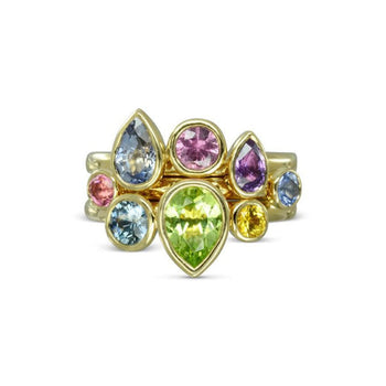 Multi-Coloured Pear Shaped Sapphire Stacking Ring Ring Pruden and Smith   