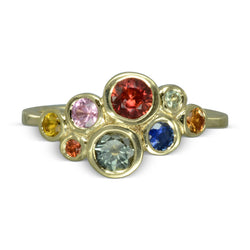 Water Bubbles Multi Coloured Sapphire Cluster Ring Ring Pruden and Smith   